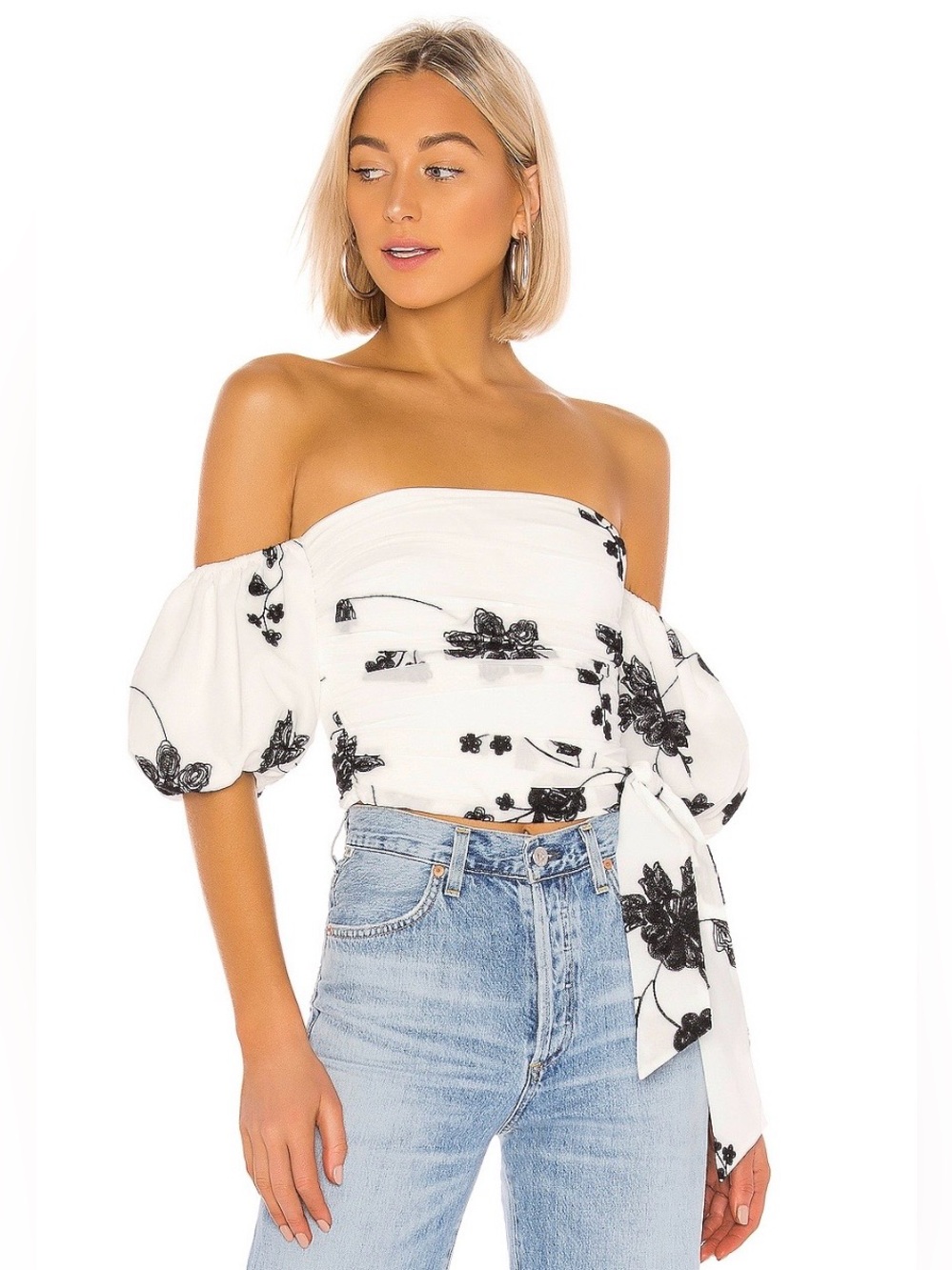 House of Harlow 1960 Leya top S white black NWOT